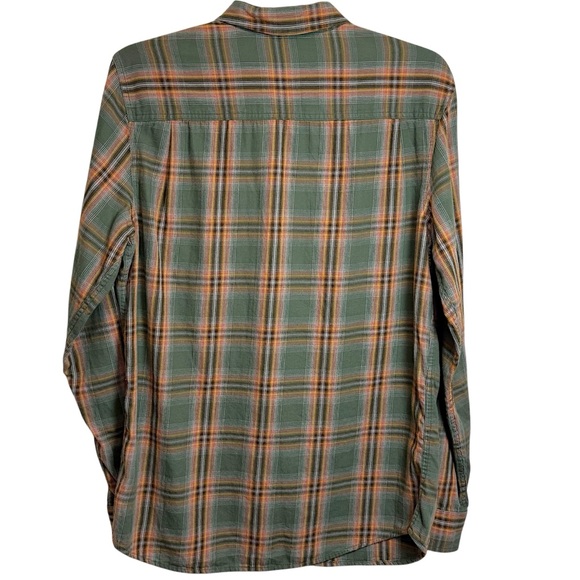 prAna Mens Dolberg Plaid Cotton Flannel Shirt in Kale Standard Fit Medium Tall - Picture 8 of 12